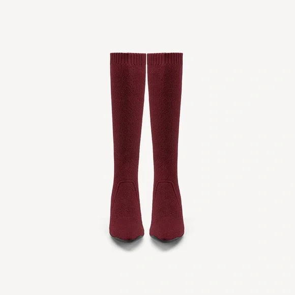Cosy Island Burgundy Pointed Toe Heeled Long Boots- Brand New - Picture 3 of 15